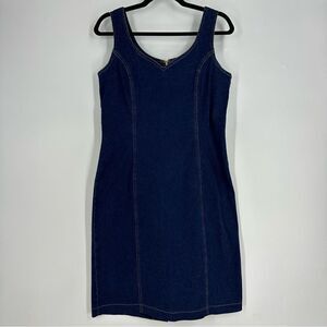 NEWPORT NEWS Vintage Women’s Denim Jean Jumper Dress Sz 12 Runs Small